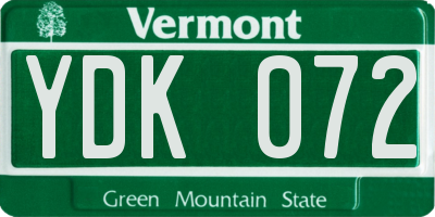 VT license plate YDK072