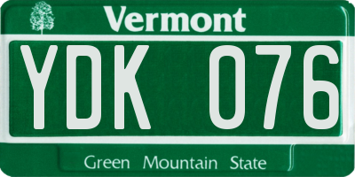 VT license plate YDK076