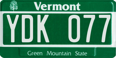 VT license plate YDK077