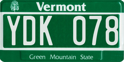 VT license plate YDK078