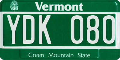 VT license plate YDK080