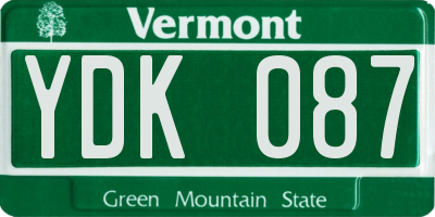 VT license plate YDK087