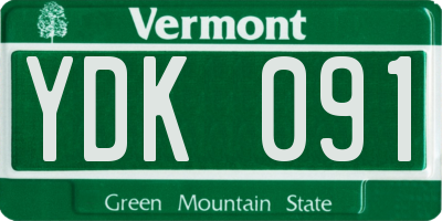 VT license plate YDK091