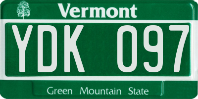 VT license plate YDK097