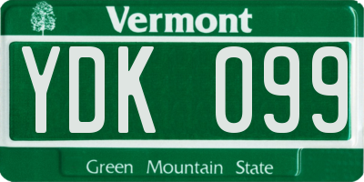 VT license plate YDK099