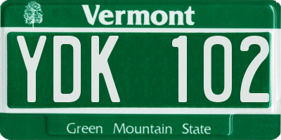 VT license plate YDK102