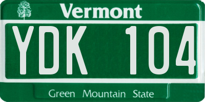 VT license plate YDK104