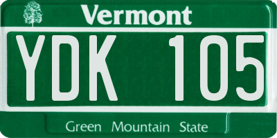 VT license plate YDK105