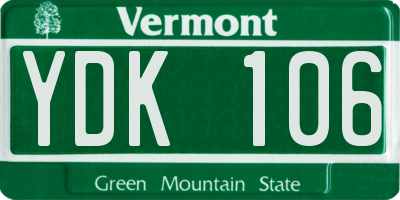 VT license plate YDK106