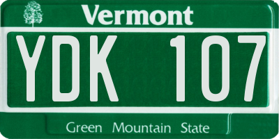 VT license plate YDK107
