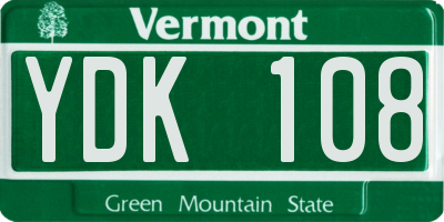 VT license plate YDK108