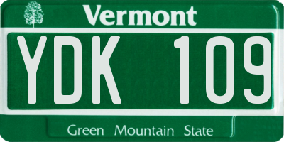 VT license plate YDK109