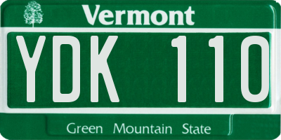 VT license plate YDK110