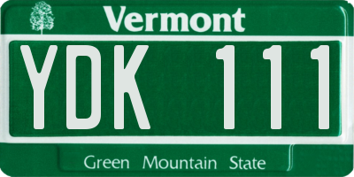 VT license plate YDK111
