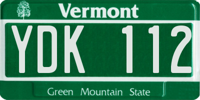 VT license plate YDK112