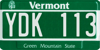 VT license plate YDK113