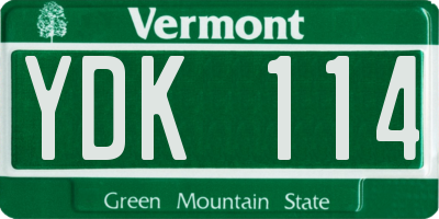 VT license plate YDK114