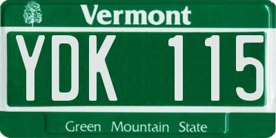 VT license plate YDK115