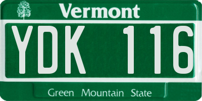 VT license plate YDK116