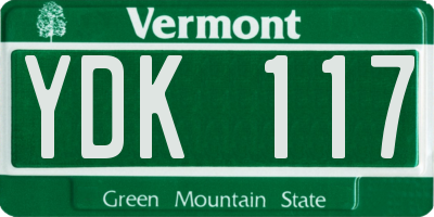 VT license plate YDK117