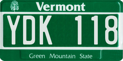 VT license plate YDK118