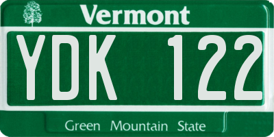 VT license plate YDK122