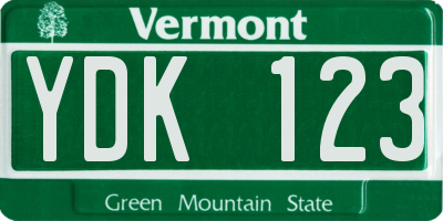 VT license plate YDK123