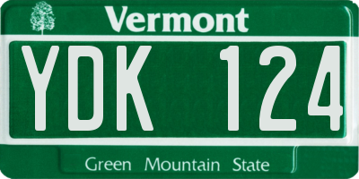 VT license plate YDK124