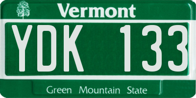 VT license plate YDK133