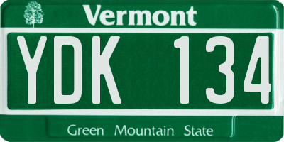 VT license plate YDK134