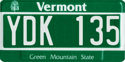 VT license plate YDK135