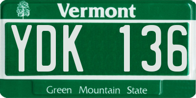 VT license plate YDK136