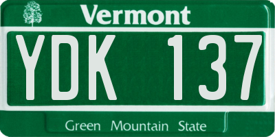 VT license plate YDK137