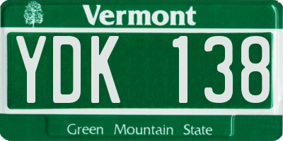 VT license plate YDK138