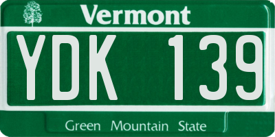 VT license plate YDK139