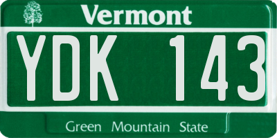 VT license plate YDK143