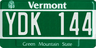 VT license plate YDK144