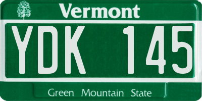 VT license plate YDK145
