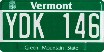 VT license plate YDK146