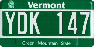 VT license plate YDK147
