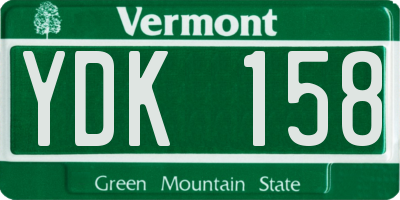 VT license plate YDK158