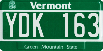 VT license plate YDK163