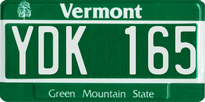VT license plate YDK165