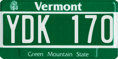 VT license plate YDK170