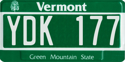 VT license plate YDK177
