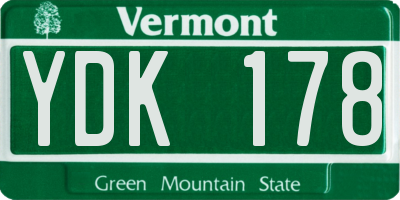 VT license plate YDK178