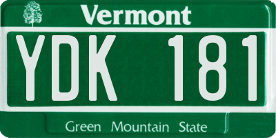 VT license plate YDK181
