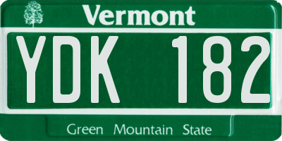 VT license plate YDK182