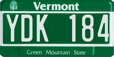 VT license plate YDK184