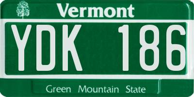 VT license plate YDK186